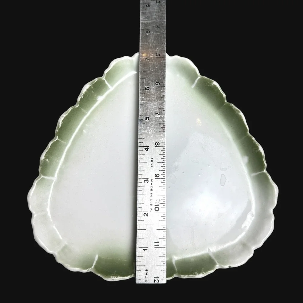 Antique Victorian Porcelain Cheese Butter Dome Rose Floral Green‎ Gold Crest 2pc